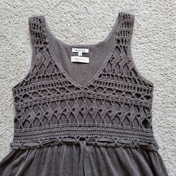 Massimo Dutti Maxi Dress Sz S Knit Khaki/Brown linen-cotton - Picture 1 of 8